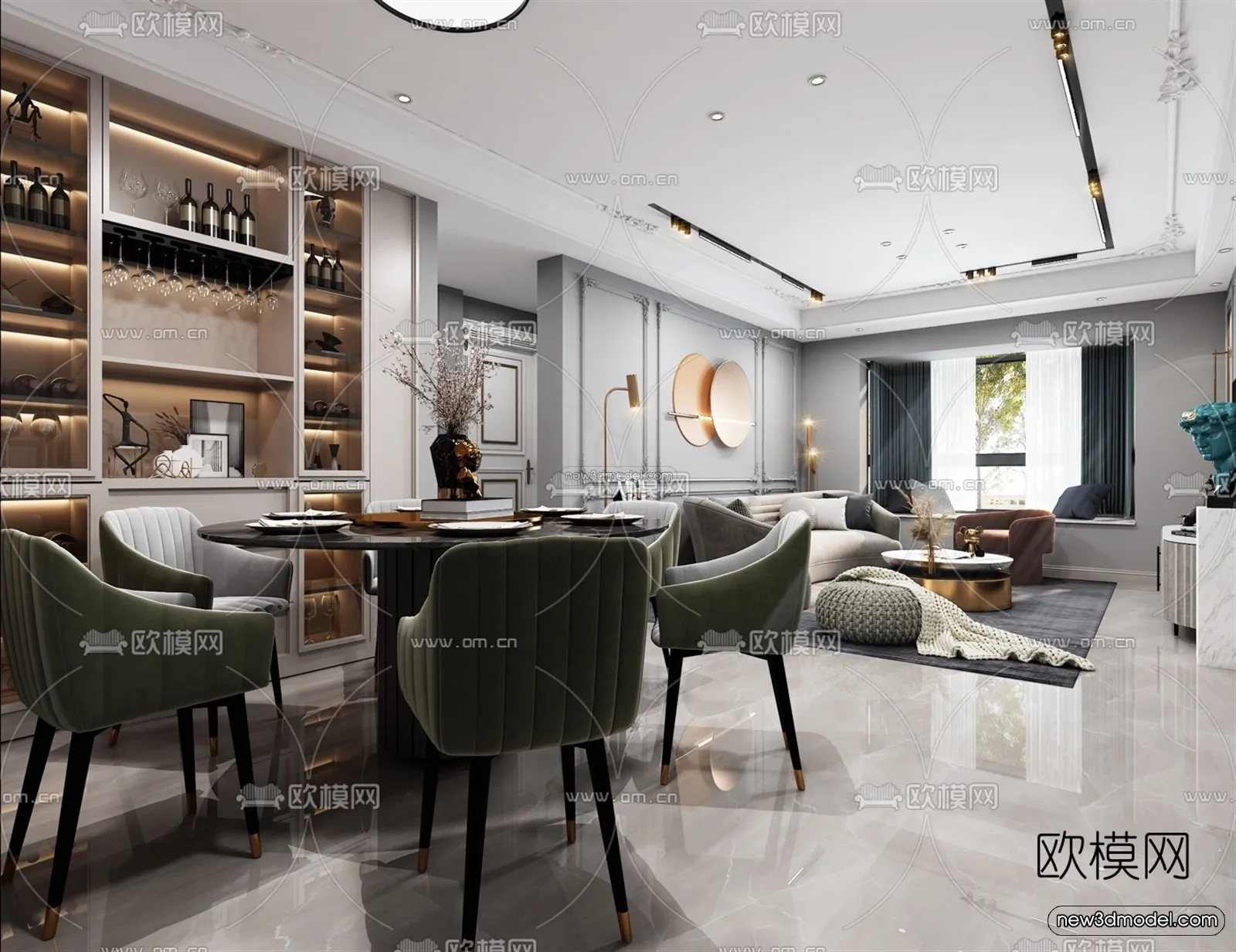 Luxury Style Interior 3D Blocks – Living Room 3D Model – 107 – VRAY