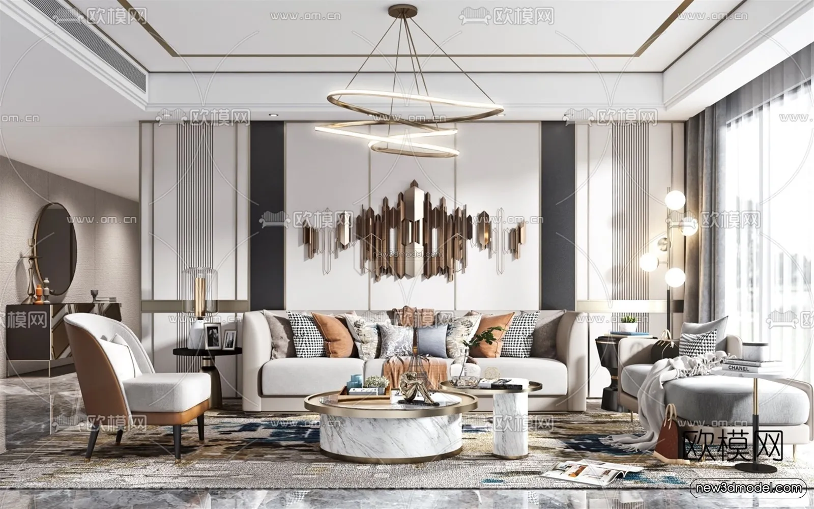 Luxury Style Interior 3D Blocks – Living Room 3D Model – 109 – VRAY