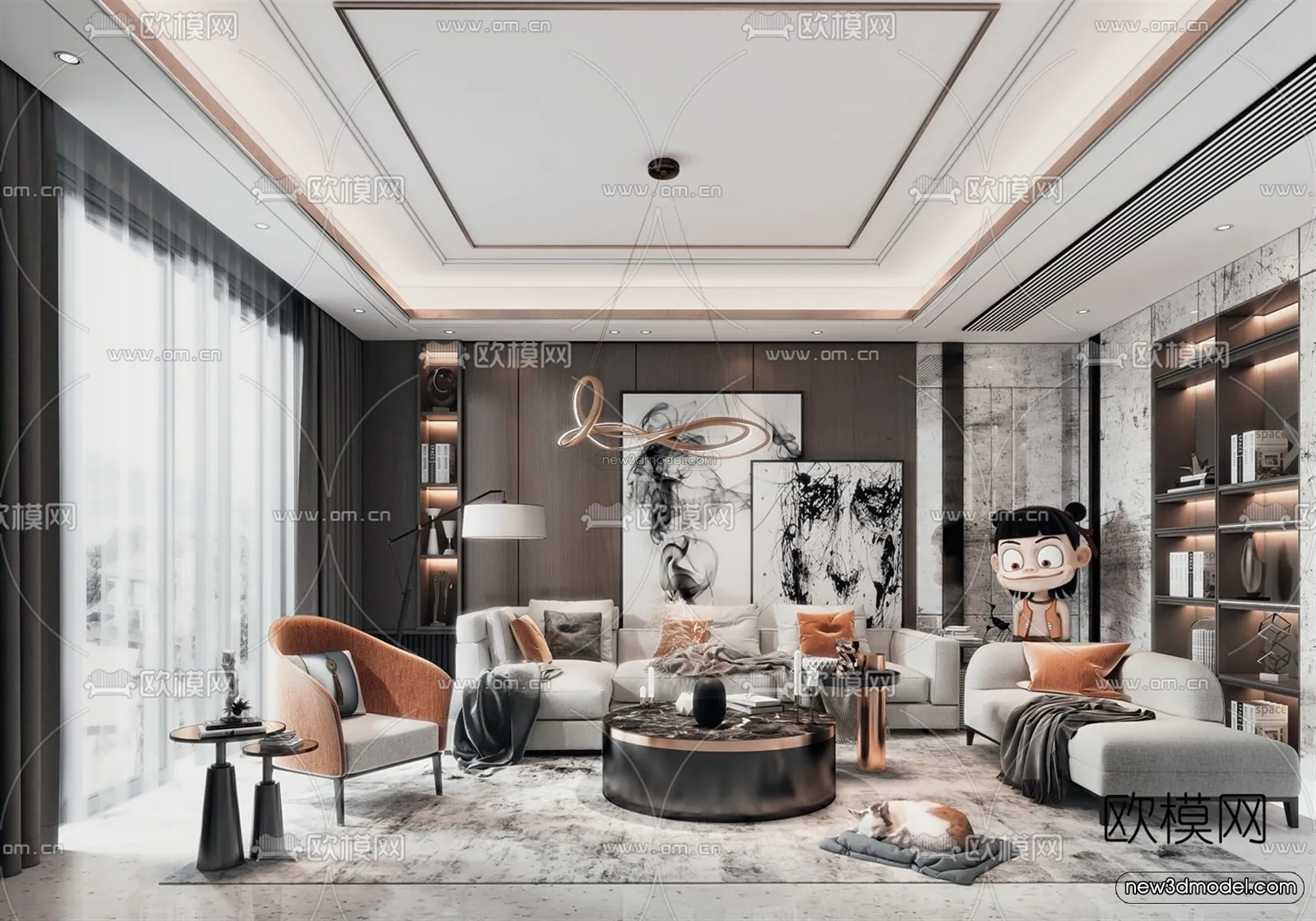 Luxury Style Interior 3D Blocks – Living Room 3D Model – 114 – VRAY