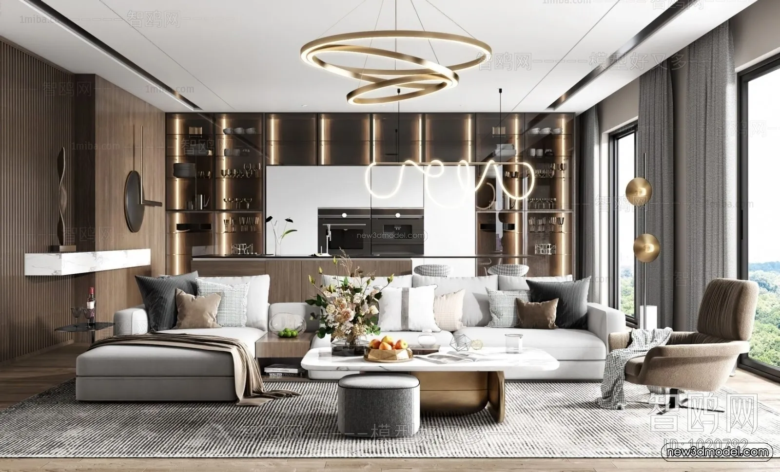 Luxury Style Interior 3D Blocks – Living Room 3D Model – 116 – VRAY