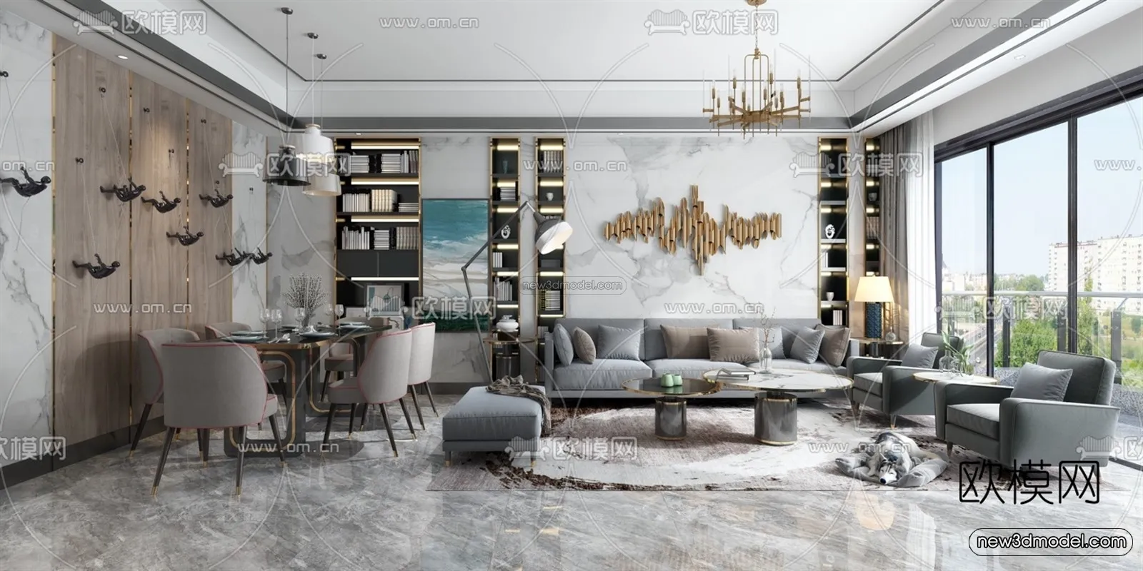 Luxury Style Interior 3D Blocks – Living Room 3D Model – 118 – VRAY