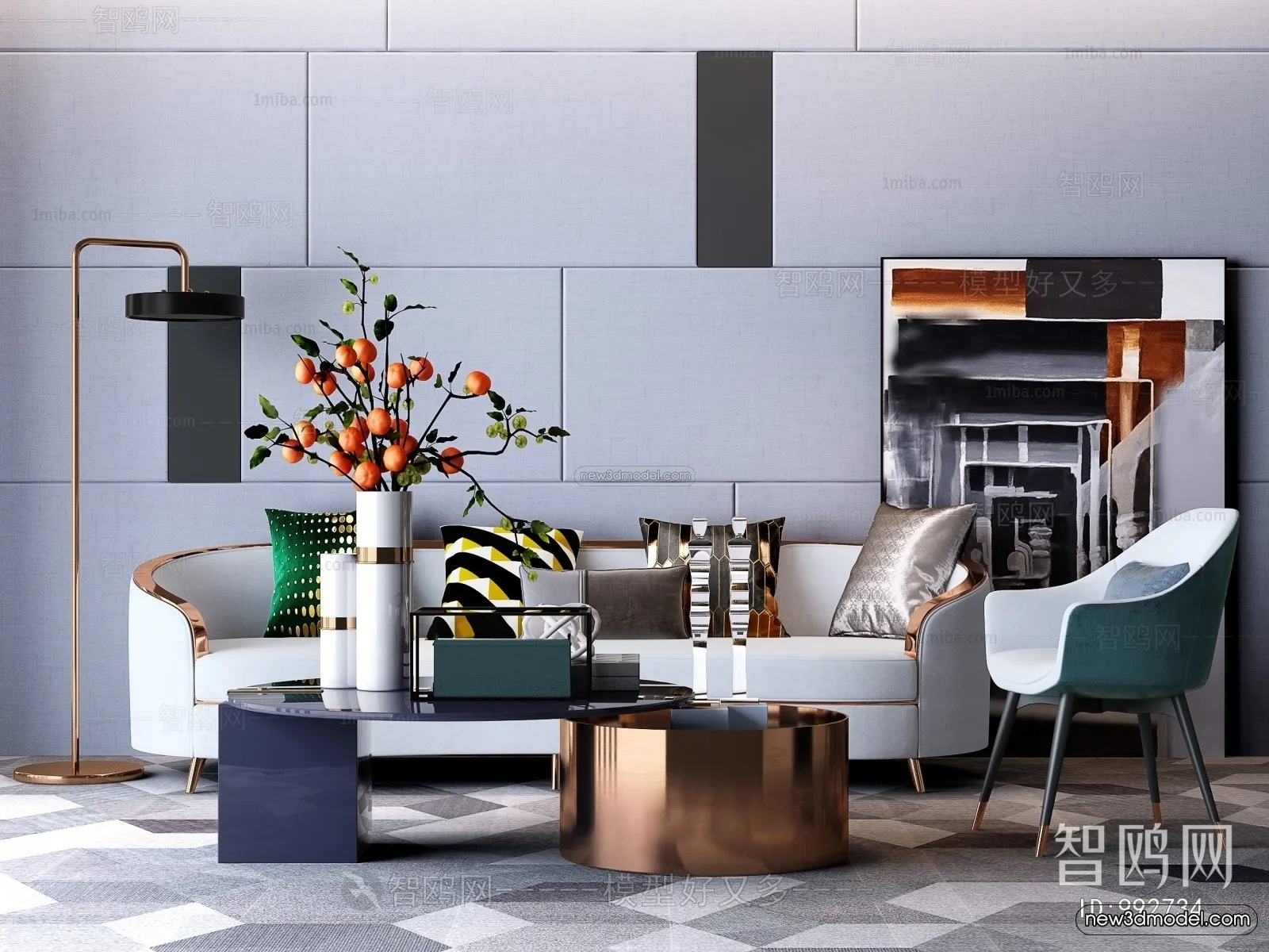 Luxury Style Interior 3D Blocks – Living Room 3D Model – 119 – VRAY