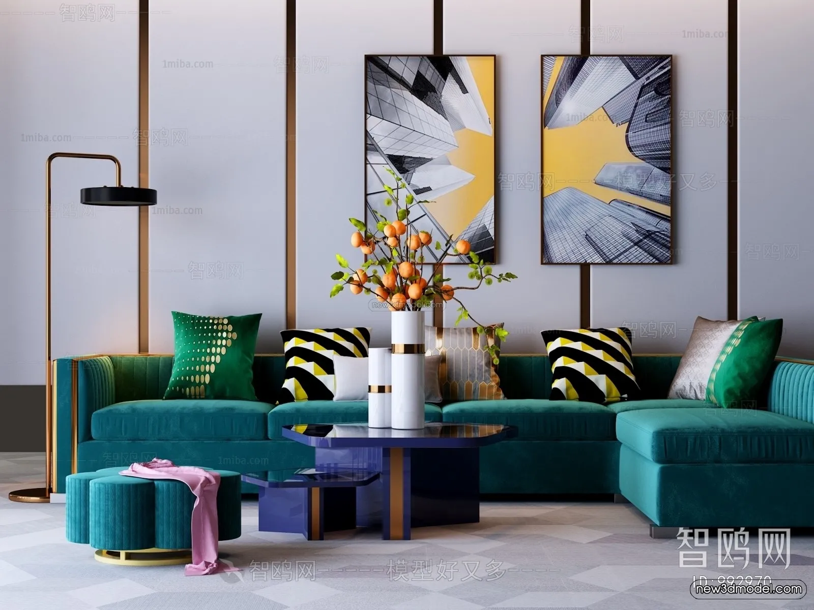 Luxury Style Interior 3D Blocks – Living Room 3D Model – 120 – VRAY