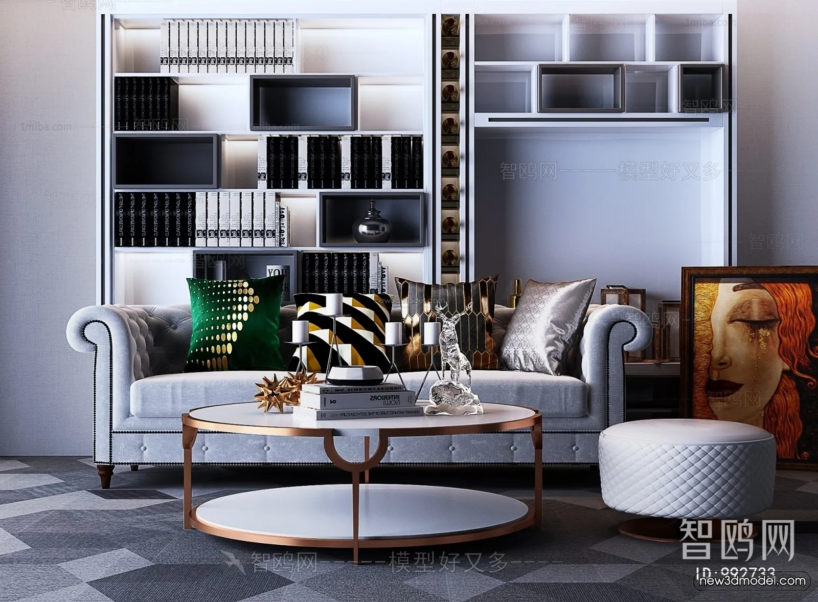 Luxury Style Interior 3D Blocks – Living Room 3D Model – 122 – VRAY