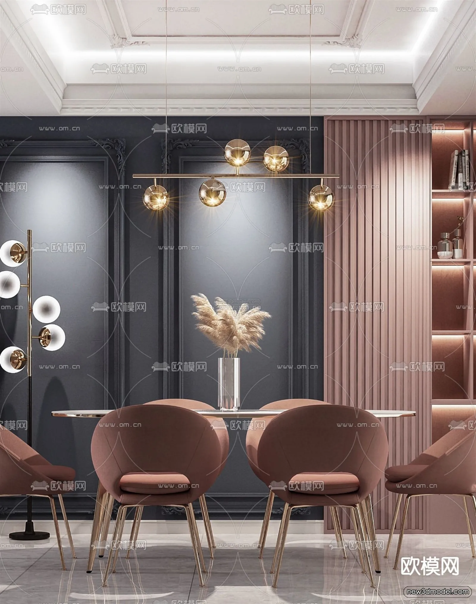 Luxury Style Interior 3D Blocks – Living Room 3D Model – 124 – VRAY