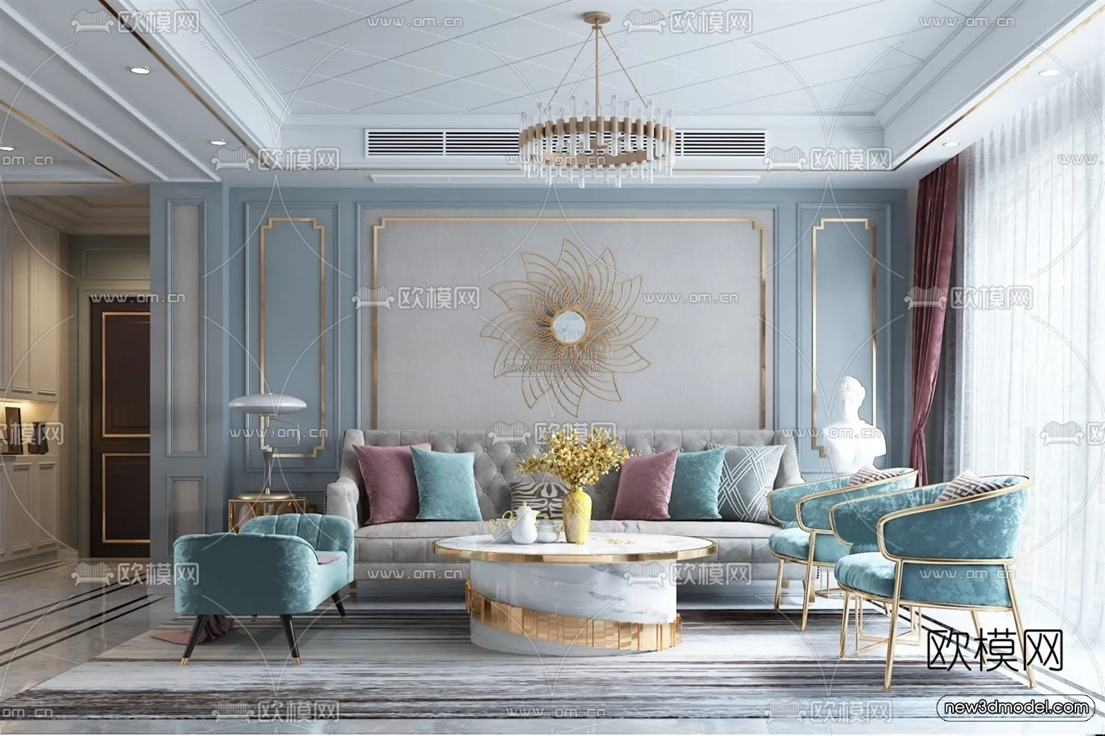 Luxury Style Interior 3D Blocks – Living Room 3D Model – 131 – VRAY