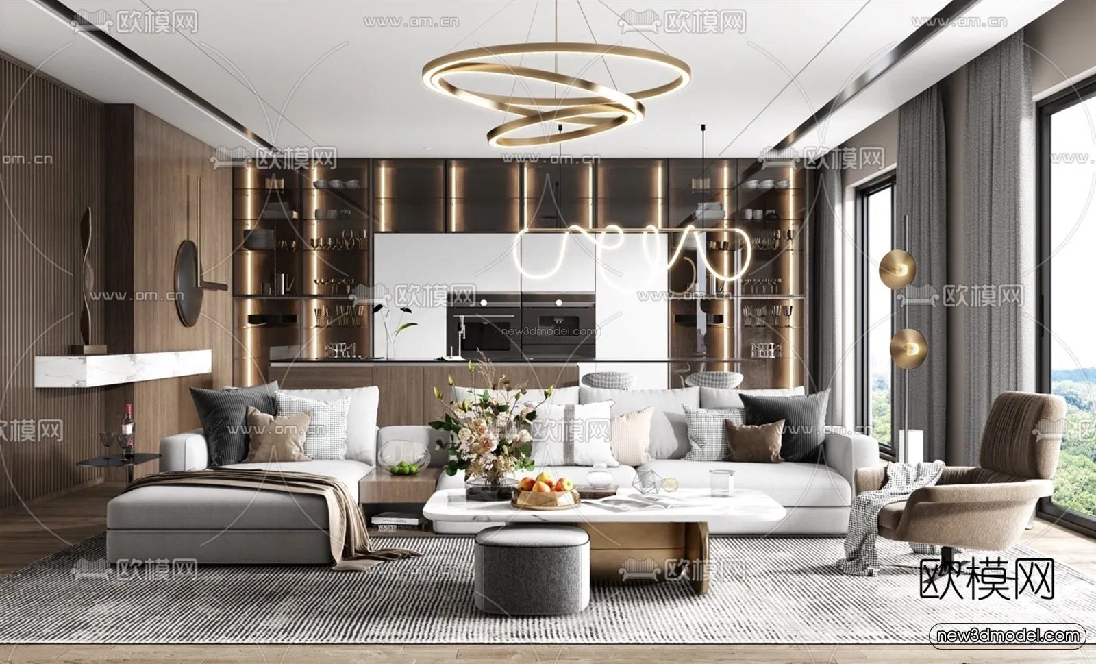 Luxury Style Interior 3D Blocks – Living Room 3D Model – 132 – VRAY