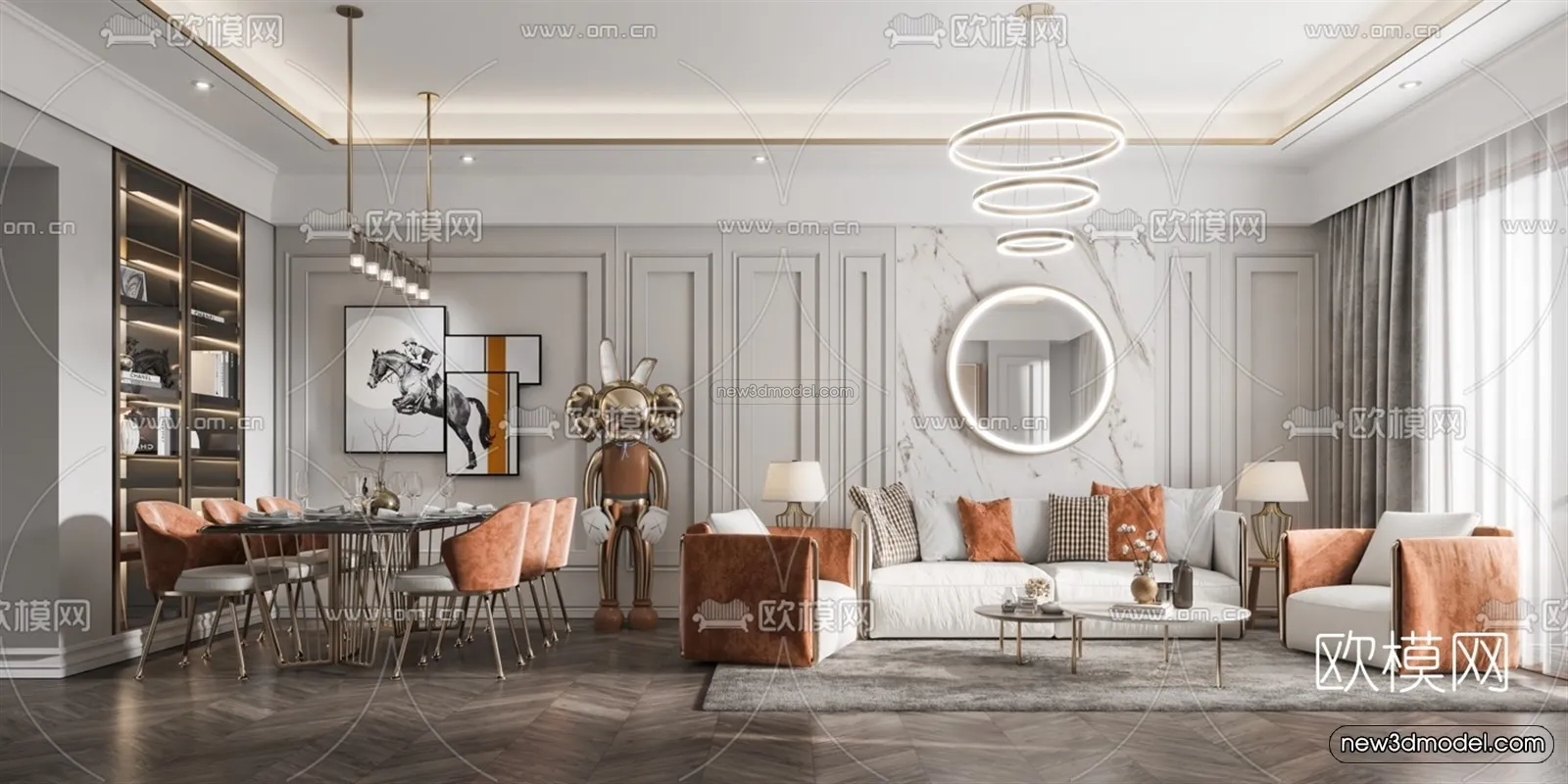 Luxury Style Interior 3D Blocks – Living Room 3D Model – 133 – VRAY