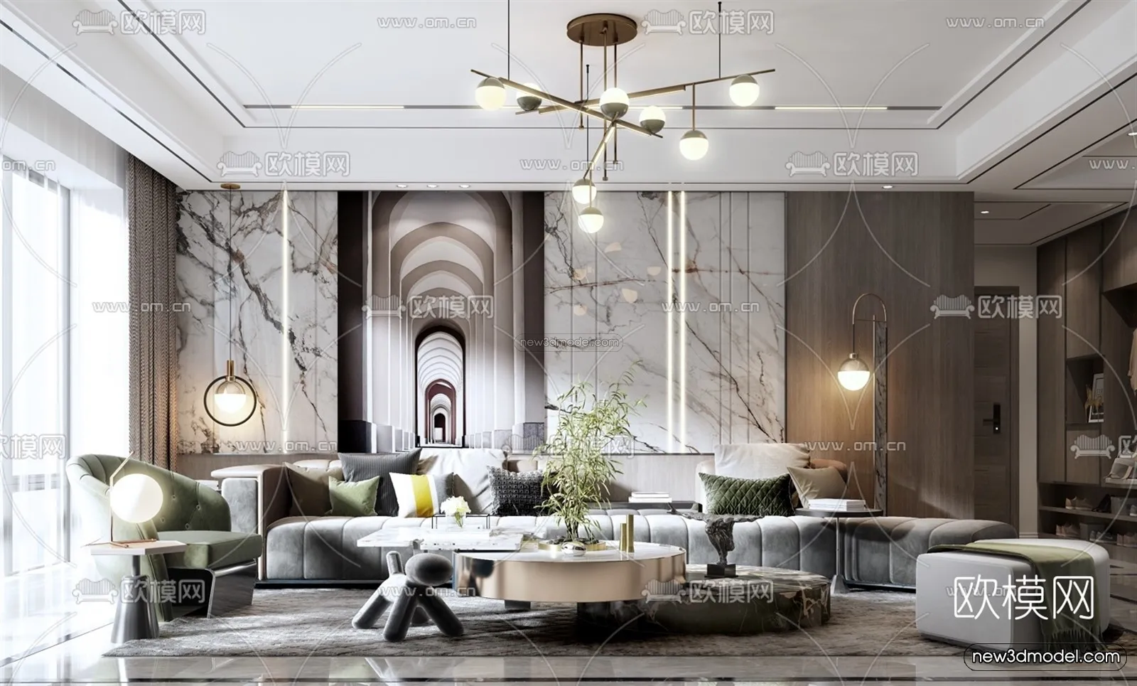 Luxury Style Interior 3D Blocks – Living Room 3D Model – 141 – VRAY