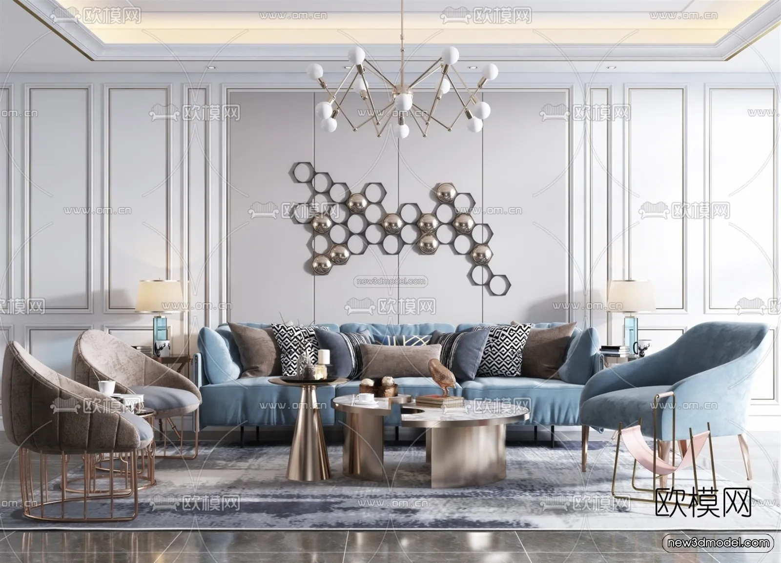 Luxury Style Interior 3D Blocks – Living Room 3D Model – 142 – VRAY