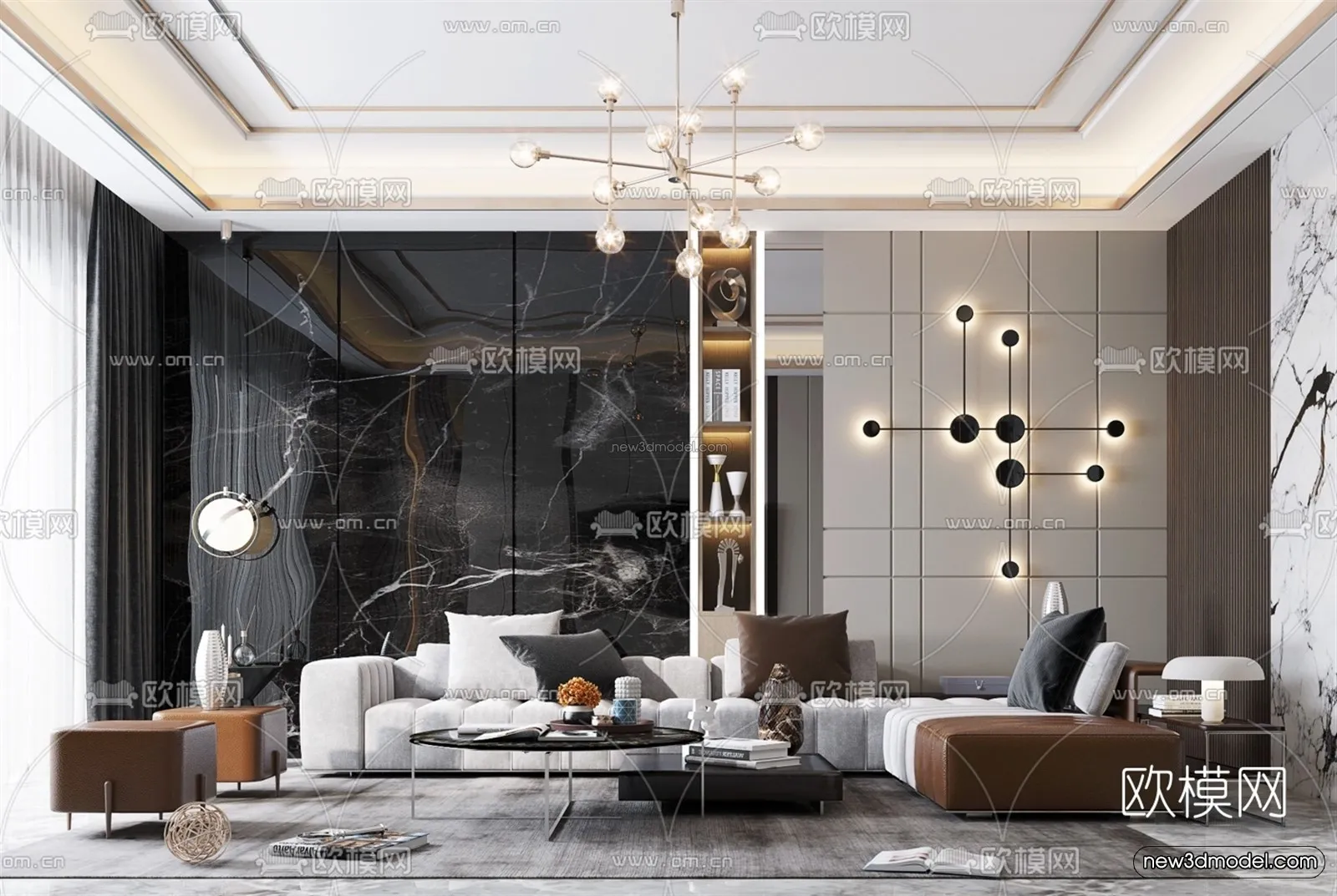 Luxury Style Interior 3D Blocks – Living Room 3D Model – 143 – VRAY