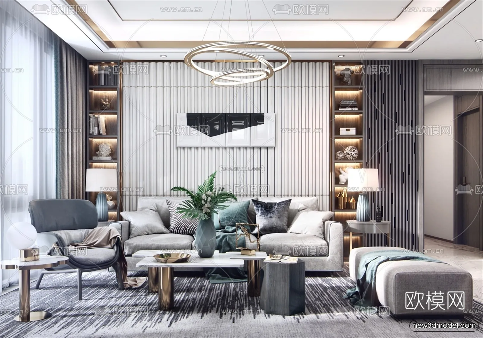 Luxury Style Interior 3D Blocks – Living Room 3D Model – 147 – VRAY