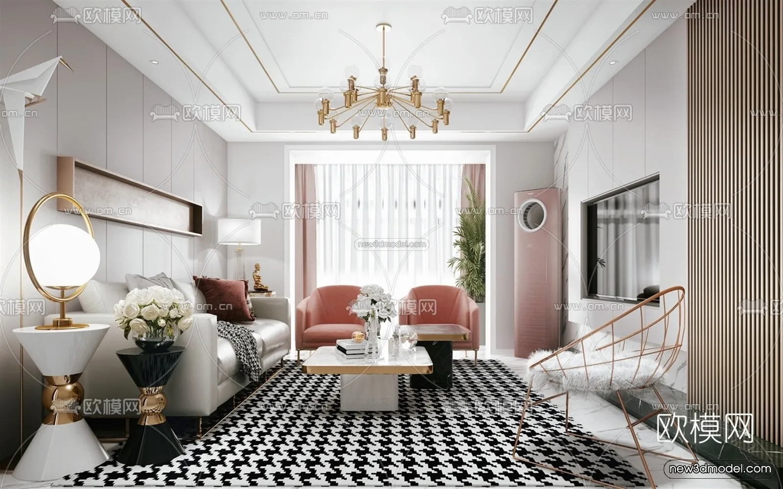 Luxury Style Interior 3D Blocks – Living Room 3D Model – 149 – VRAY