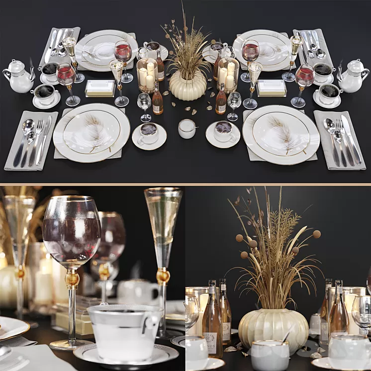 Luxury table setting 3D Model