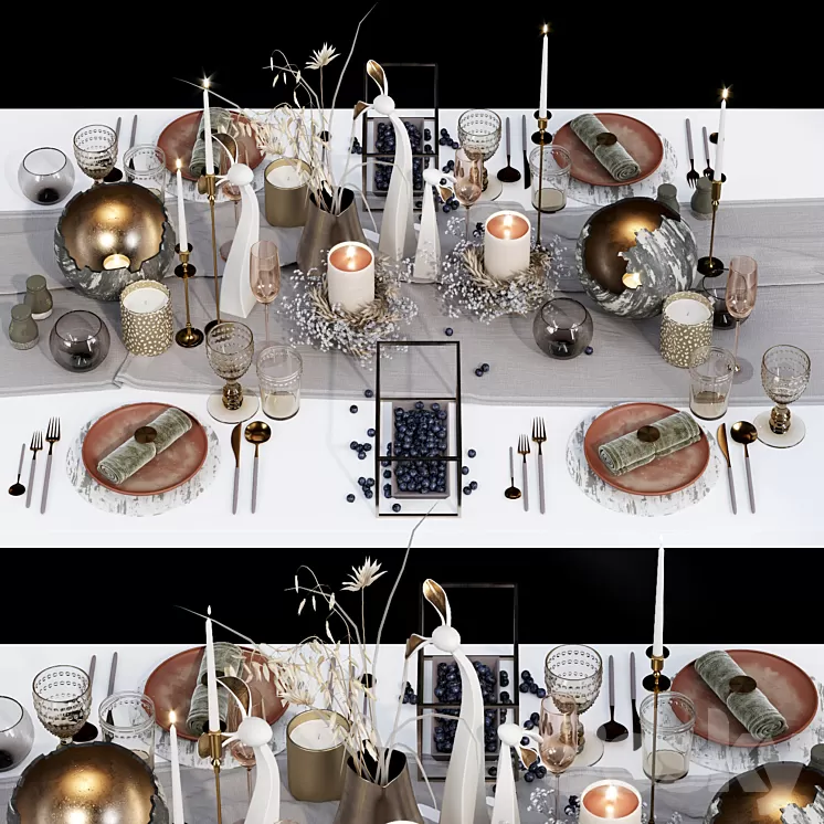 Luxury table setting _ wreath 3D Model