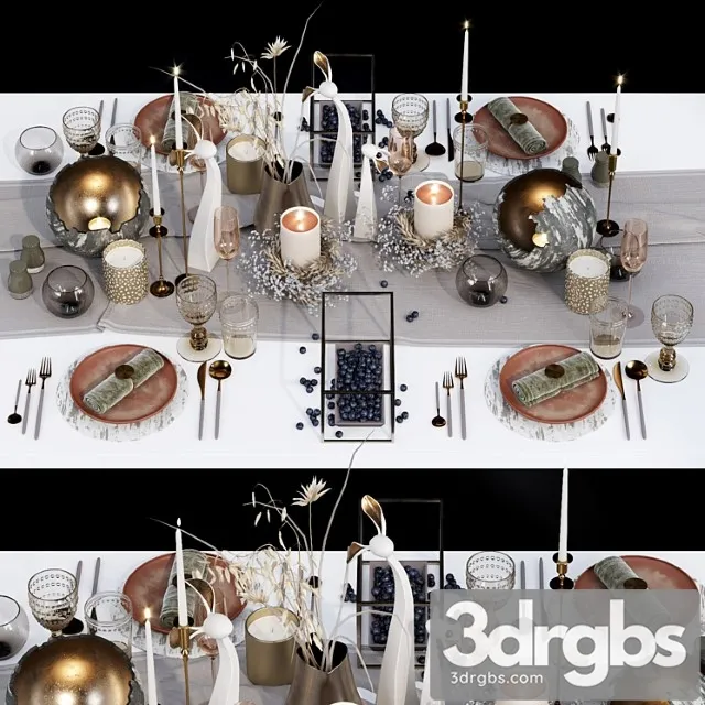 Luxury table setting   wreath_1 3D Model Download