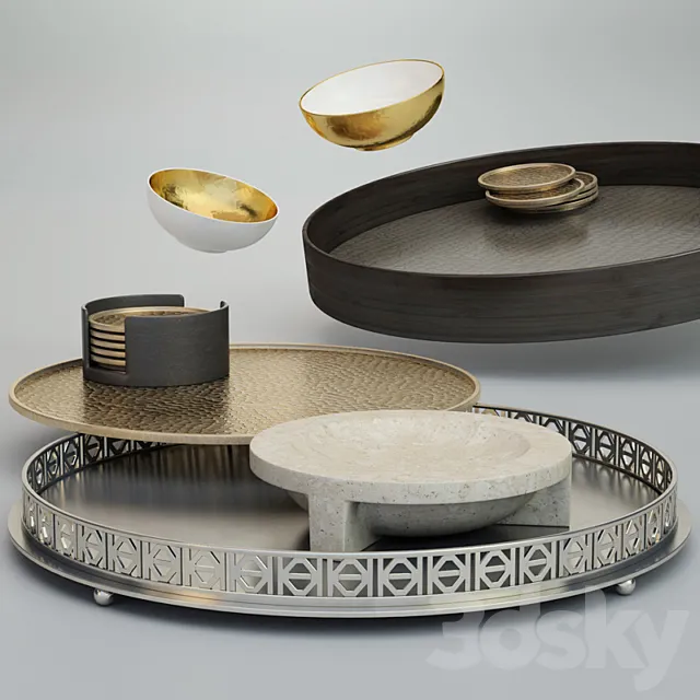 Luxury Trays Round 3D Model Luxury Trays Round 3D Model