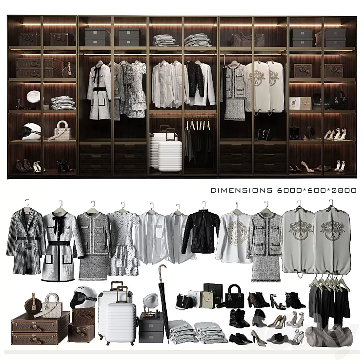 Luxury Wardrobe_part1 3D Model Luxury Wardrobe_part1 3D Model