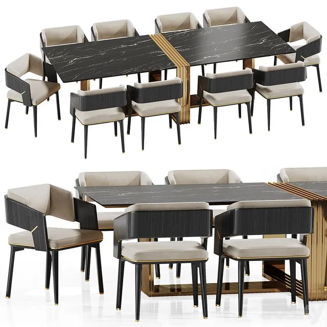 Luxxu dining set 3D Model Luxxu dining set 3D Model