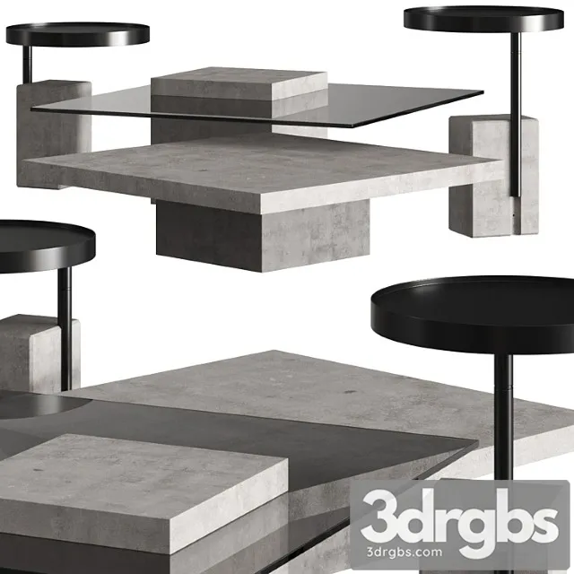 Lyon beton singleton & twist coffee tables 2 3D Model Download