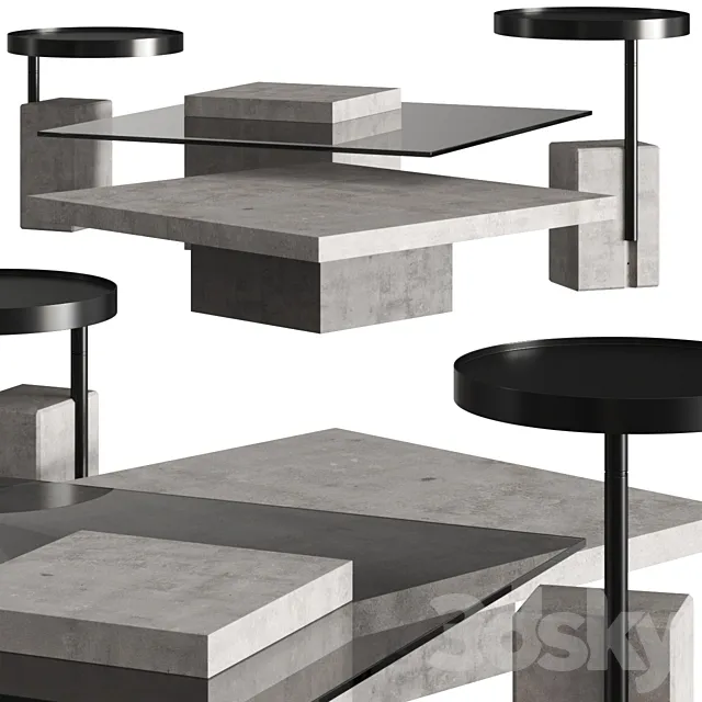 Lyon Beton Singleton & Twist Coffee Tables 3DModel