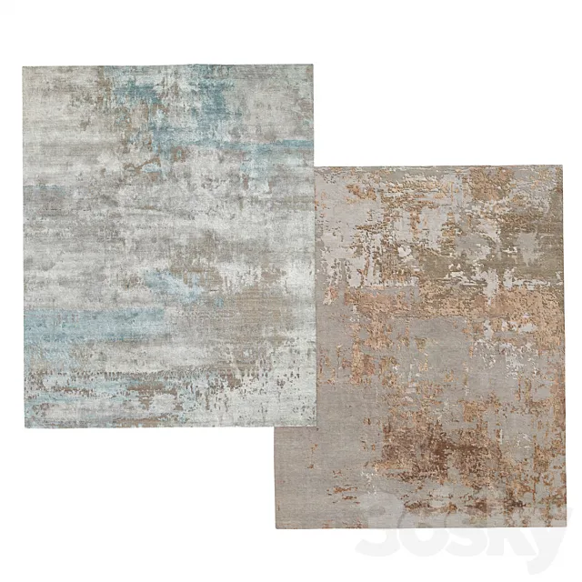 Lyto Hand-Knotted Silk Rug and Raku Hand-Knotted Rug Carpets 3D Model