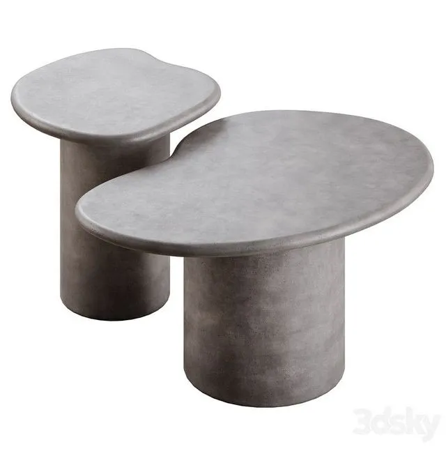 Macarella cement coffee tables in 2 colors 3D Model Macarella cement coffee tables in 2 colors 3D Model