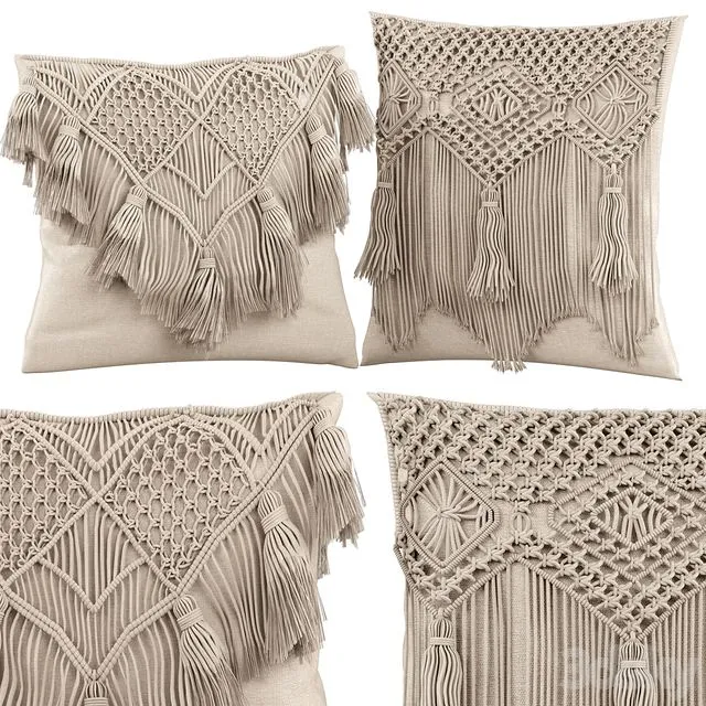 Macrame cushion 3D Model Macrame cushion 3D Model