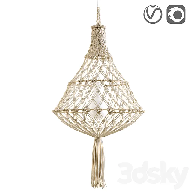 Macrame lampshade INDILA 3D Model Macrame lampshade INDILA 3D Model