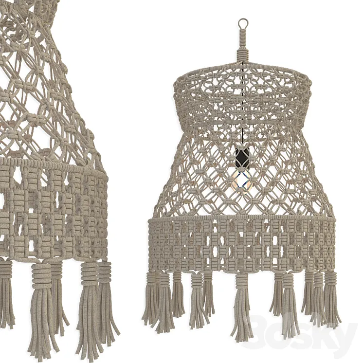 Macrame Lampshade Pendant 2 3D Model Free Download