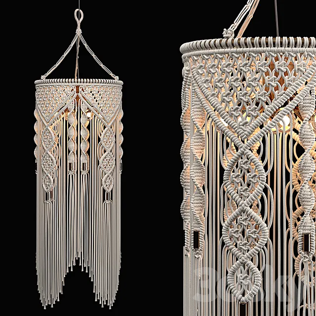 Macrame Pendant Light -2 3D Model Macrame Pendant Light -2 3D Model