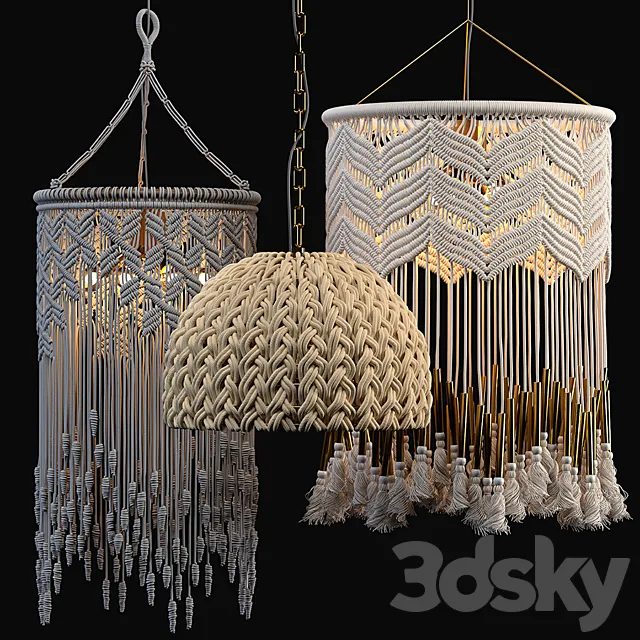 Macrame Pendant Lights 3DModel Macrame Pendant Lights 3DModel