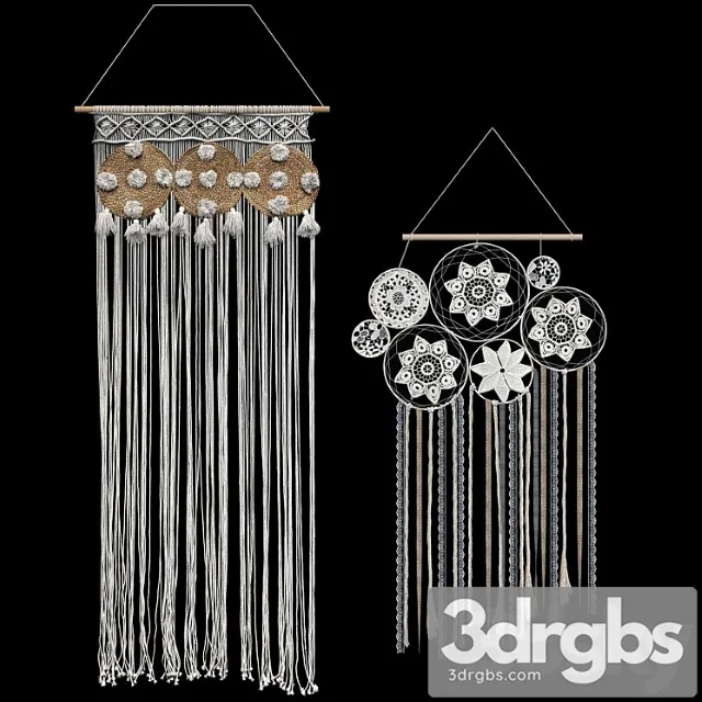 Macrame Set Dream Catcher 2 Models 2 3D Model Download