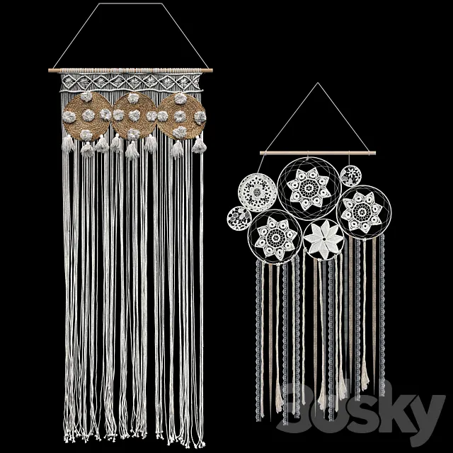 Macrame set. Dream Catcher. 2 models 3D Model Macrame set. Dream Catcher. 2 models 3D Model