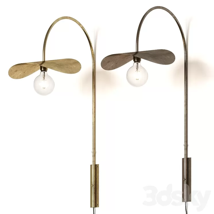 Madam Stoltz Metal Aged Brass & Bronze Wall Lamp 3D Model Madam Stoltz Metal Aged Brass & Bronze Wall Lamp 3D Model