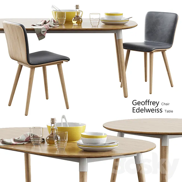 Made _ Geoffrey Chair + Edelweiss Table 3D Model
