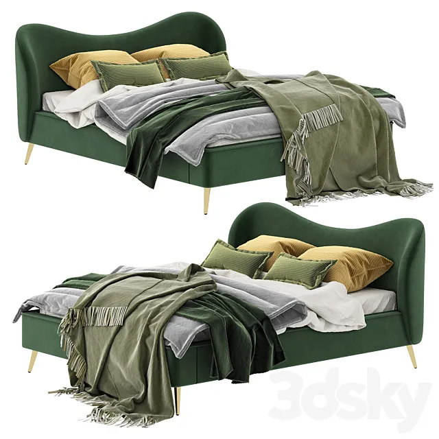 Made Kooper King Size Bed. Laurel Green Velvet 3DModel Made Kooper King Size Bed. Laurel Green Velvet 3DModel