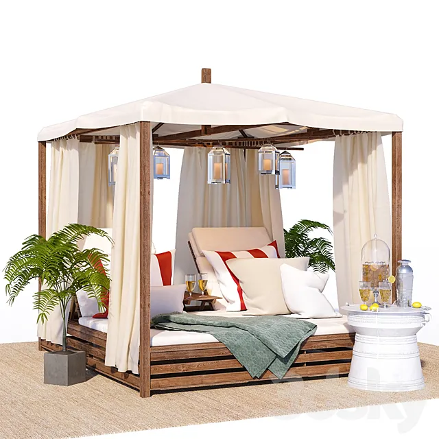 Madera teak set 3D Model Madera teak set 3D Model