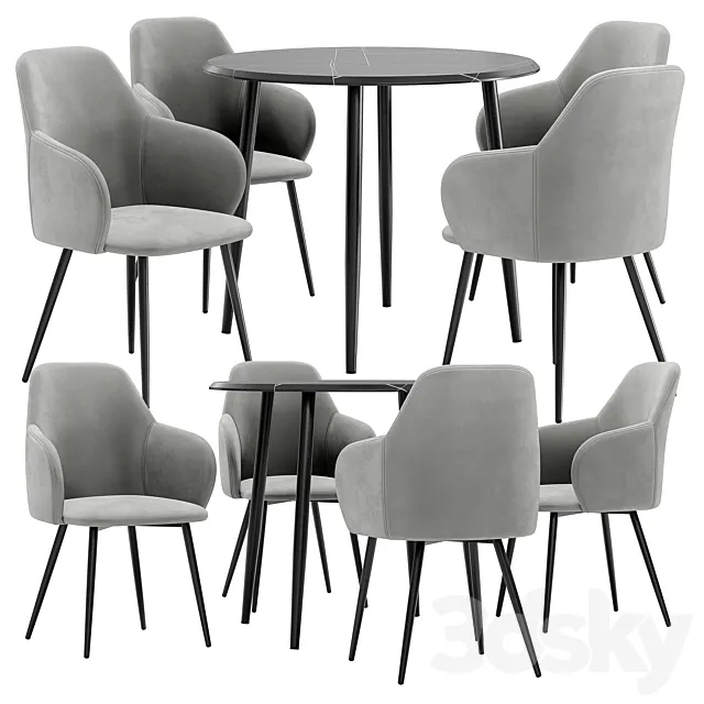 Madrid dining chair and Abilene table 3D Model Madrid dining chair and Abilene table 3D Model