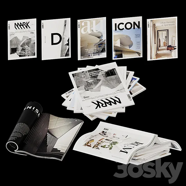 Magazine collection in open and closed versions 3D Model