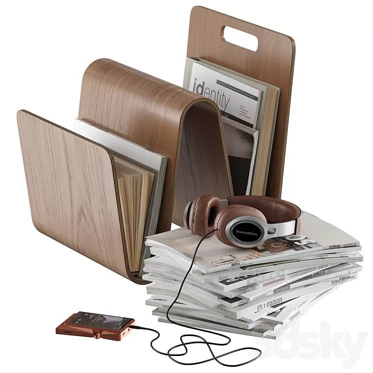 Magazine rack holder book stack headphone floor accessories decor 3D Model