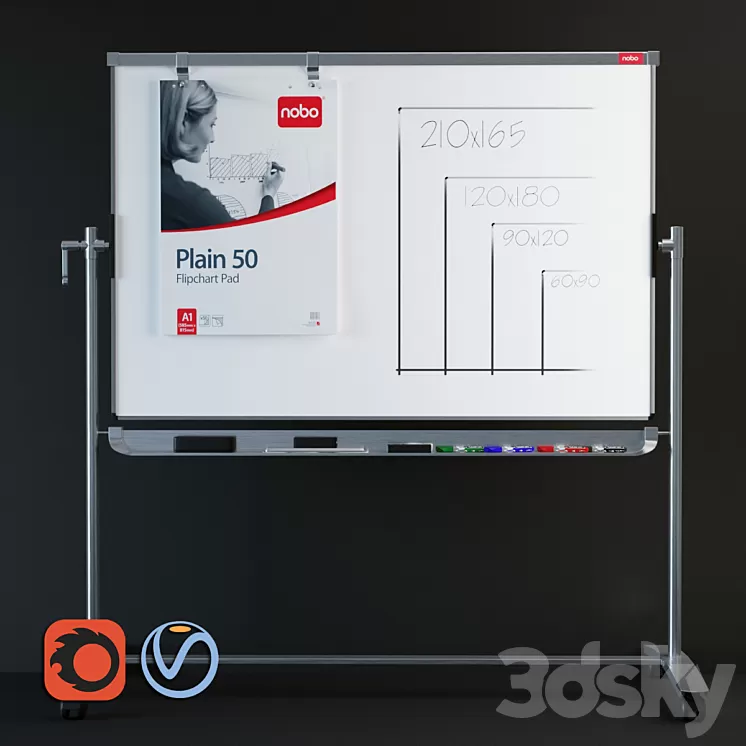 Magnetic marker board NOBO Prestige 3D Model