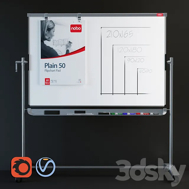 Magnetic marker board NOBO Prestige 3DModel Magnetic marker board NOBO Prestige 3DModel