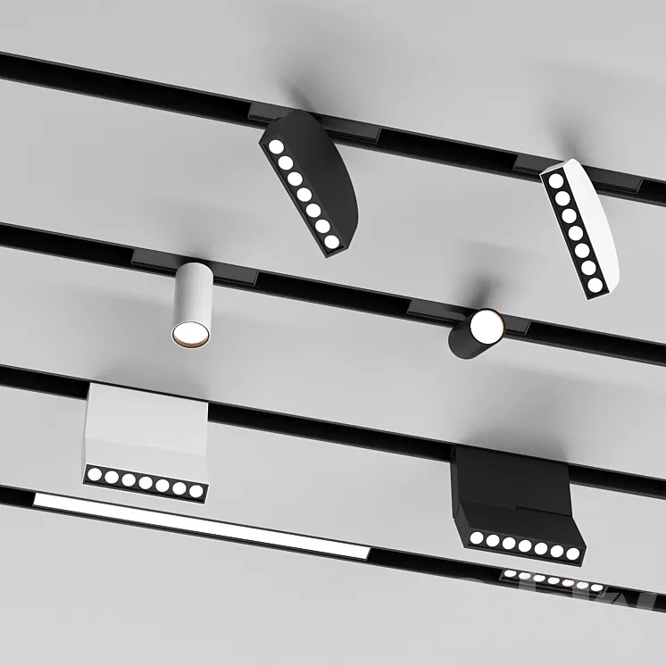 Magnetic Track Lights 002 3D Model
