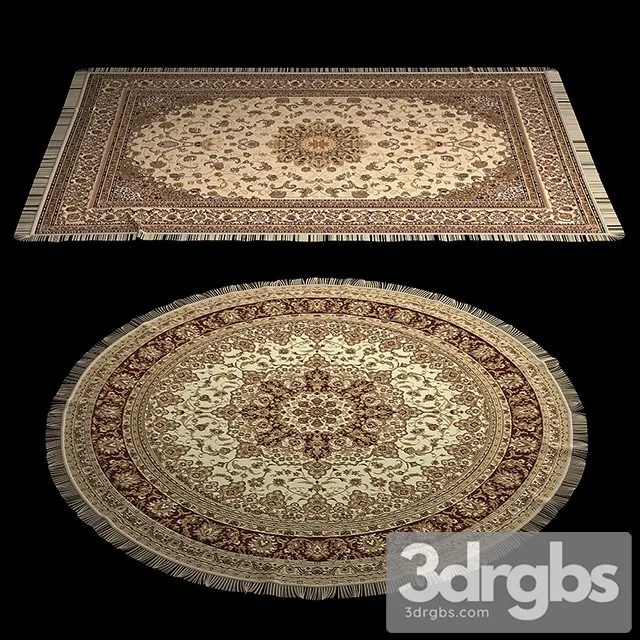 Mahal Hand Knotted Round Rug 3D Model Download