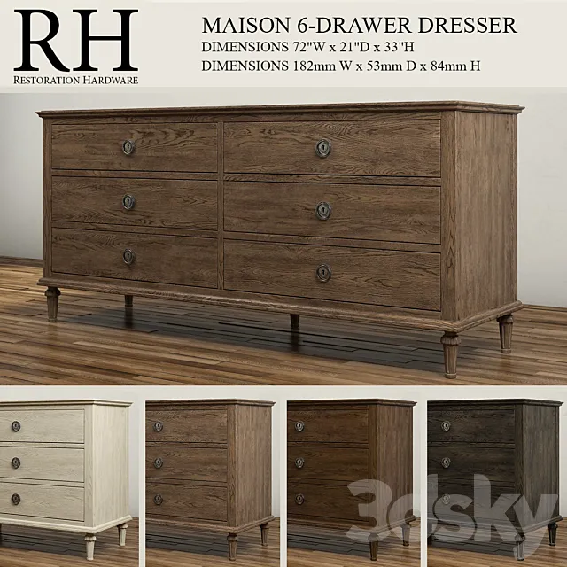 MAISON 6-DRAWER DRESSER 3DModel