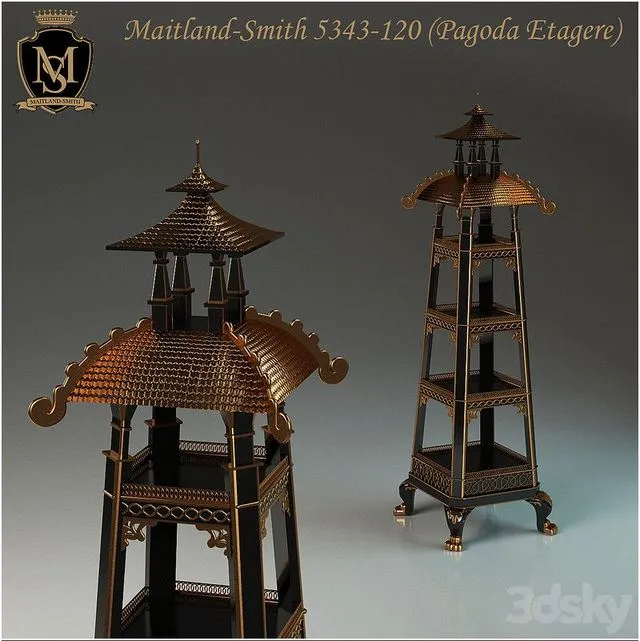Maitland-Smith 5343-120 (Pagoda Etagere) 3D Model Maitland-Smith 5343-120 (Pagoda Etagere) 3D Model
