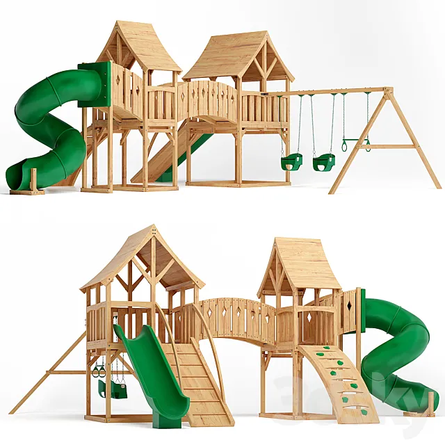 Majestic Double Swing Set 3D Model Majestic Double Swing Set 3D Model