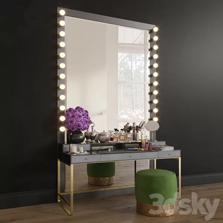 MakeUP Dressing Table Decorative Set Set_01 3D Model