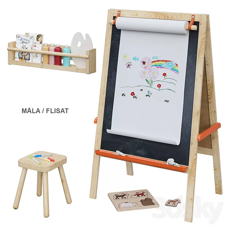 MÅLA \/ FLISAT IKEA Easel 3D Model Free Download - 3DSKY Decor Helper